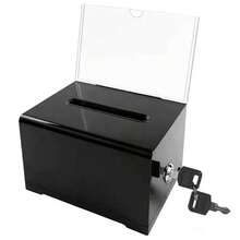 Secure Black Acrylic Donation Box For Events Portable With Lock And Sign Holder - Black - View 10