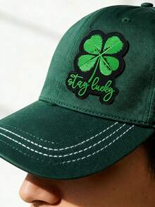 1pc "Stay Lucky" Four-Leaf Clover Embroidered Patch, Inspirational Design, Iron-On Or Sew-On Decorative Badge For Clothing, Backpacks, Jeans, Hats, DIY, Great Gift For Birthday, Graduation, Holidays - Four-leaf Clover - View 7