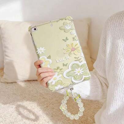 Compatible With Redmi Pad Pro 12.1 Inch Tablet Transparent Green Flower Protective Case, Suitable For Pad SE, Pad K 8.8, Mi 7Pro/7/6/6Pro, Mi 6S PRO/7S PRO, 11 Inch Pad SE Bubble Chain Handbag Shell, 12.1 Inch Soft Shell Protective Case