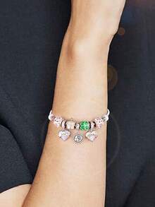 1pc Simple And Versatile Double Heart Charm, Rose Gold Silver Grey, Valentine's Day DIY Beaded Bracelet Jewelry Pendant Accessories, A Variety Of Styles To Choose From - A - View 8