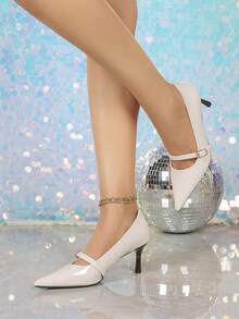 French Pointed Toe Slip-On Pumps, Versatile Hollow Out Stiletto Heel, Elegant Lady Style Work Shoes, Spring/Summer - Apricot - View 2