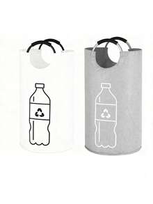 大容量可折叠回收箱 - 圆柱形开口设计，多功能塑料瓶收纳篮，节省空间的可折叠整理盒，经久耐用且易于清洁，无需电源，家用回收箱，瓶子收纳，现代美观，结构坚固，适合公寓生活 - 彩色 - 查看 8