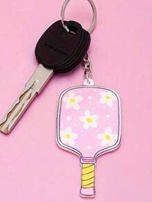 Móc khóa vợt Pickleball in họa tiết sọc và hoa nhiều màu sắc - Chất liệu kim loại bền chắc, phụ kiện túi thể thao đáng yêu, phù hợp với chìa khóa xe và túi xách, món quà hoàn hảo cho phụ kiện thể thao dành cho nam và nữ | Móc khóa vui nhộn | Móc khóa kim loại - Nhiều màu - Xem 7