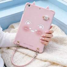 Cute Pink Dog Compatible With IPad Pro 13 Inch Tablet Soft Case, With Beads, Ear Chain Strap Suitable For IPad Air, IPad Air 11-Inch M3 M2, Apple IPad Mini 1/2/3/4/5/6/7/8, 2021/2019/2022/2024 Models - Pink - View 2