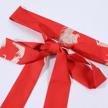 Chinese Style Retro Loose Mid-Length Festive Red Dragon Print Kimono Cardigan, Casual Home Robe With Tie Waist, Lightweight Summer Beach Cover-Up, Thin Outerwear - Red - View 5