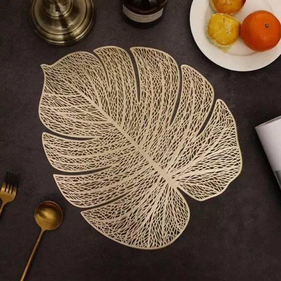 Elegant Gold Silver PVC Place Mats For Table Set Of 4 - Durable And Stylish Table Mats For Dining Room Decor - Premium Quality Place Mats For Enhanced Dining Experience - Placemat1 - View 1