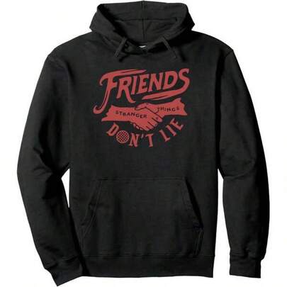 Stranger ThingsA 4 Friends Don't Lie Text Handshake Pullover Hoodie