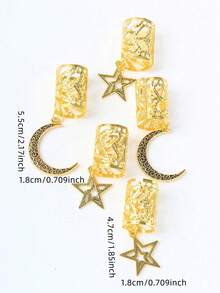 5件套女孩编织发饰组合 - 月亮星星发夹，时尚个性化编织装饰，金属吊坠，Y2K派对，朋克风礼物，适合女孩，音乐节，派对，节日，旅行，女孩礼物，发饰，金属装饰 - 彩色 - 查看 4