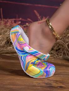 可调节宽松平底凉鞋，适合花园、休闲、旅行、海滩等场合，包头设计 - 彩色 - 查看 8