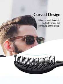 1pc Men's Wet/Dry Hair Brush, Anti-Static Ventilated Design, Smooth, Suitable For Wet & Dry Hair, Daily Use - Black - View 7