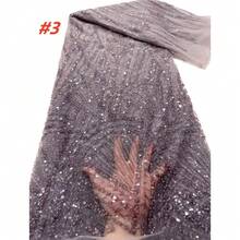 Premium African Sequin Embroidered Lace Fabric, High Quality Nigerian Wedding Bride Embroidered French Net Lace Fabric For Sewing - A - View 5