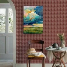 Framed Canvas Poster Print Wall Art 1pc Wooden  Canvas Painting, Meadow Landscape , Artwork For Office, Home, And Living Room Decoration A Halloween Christmas Gifts - Framed - 查看 3