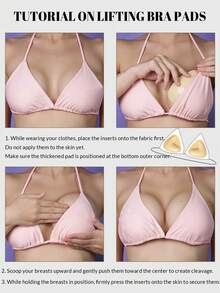 1 Pair Women Double-Sided Invisible Adhesive Bra Pads, Silicone Sticky Push-Up Chest Padding Inserts, Reusable Waterproof Thickened Bra Pads For Bikini, Swimwear & Summer Outfits - Multicolor - View 9