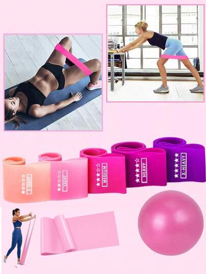 1 Set Fitness Yoga Kombi-Kit - Kniebeugen Po-Lifting Kreis, Widerstandsbänder, Yoga Ball, Schulter-Öffner, Rücken-Dehnungsriemen