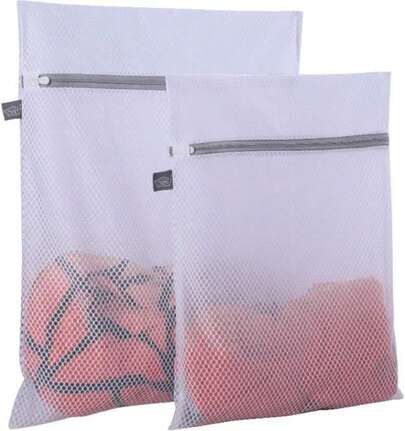Kimmama Laundry Mesh Wash Bags, Lingerie Bags For Washing Delicates, Mesh Laundry Bags For Washing Machine, White Net, Grey Zipper, 1L &Amp; 1M
