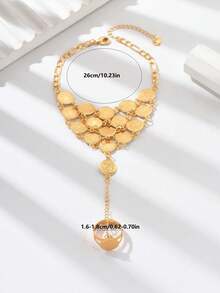 1pc Middle Eastern Eid Celebration Luxury Vintage Coin Classic Elegant Finger Chain Bracelet, Suitable For Women's Party & Banquet Attire (Slight Size Variation Due To Non-Artificial Cutting) - Gold - View 2