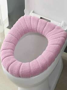 1pc Soft & Warm Toilet Seat Cover, Washable Thickened Cushion Suitable For Toilet And Bidet, Anti-Slip Elastic Design, Universal Fit - Multicolor - View 2