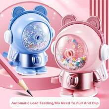 Sacapuntas de lápiz con diseño de oso de dibujos animados que entra automáticamente el lápiz, anti-atascamiento, accionado a mano, regalo para estudiantes - Multicolor - Ver 2