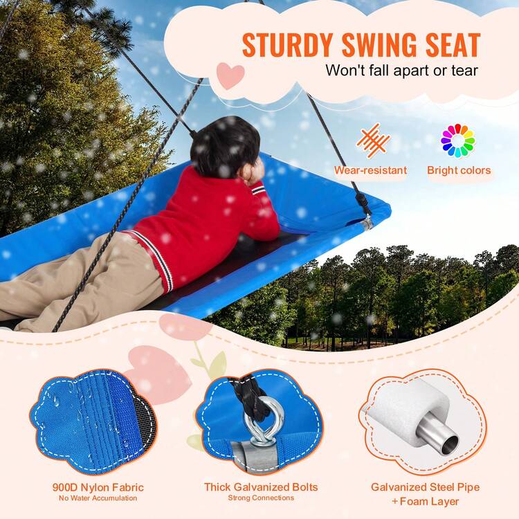Platform Swing, 60 Inch Platform Tree Swing For Kids And Adults, 700lbs Weight Capacity Outdoor Swing, 900D Oxford Fabric Swing Seat With 2 Tree Hanging Straps And Adjustable Multi-Strand Ropes - Platform Tree Swing - 60 Inches - View 3