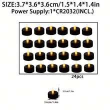 6/8/12pcs Battery-Powered Flickering Candle Lights, Warm Yellow LED, Suitable For Holidays, Family Gatherings, Birthdays, Weddings, Blessings - Black - View 10