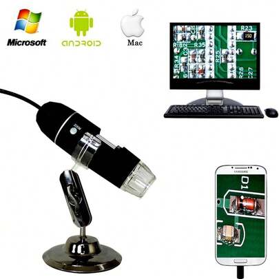 OISE ART STORE Microscopio Usb Digitale 40x 1000x Pc Notebook Foto Video 8 Led 2.0 Mpx Staffa -