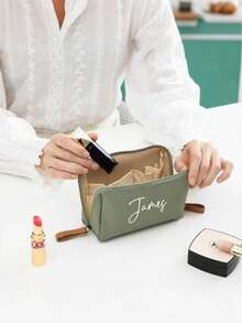 1 chiếc túi đựng mỹ phẩm quà tặng phù dâu cá nhân hóa, túi đựng mỹ phẩm cưới thêu, túi đựng đồ dùng vệ sinh cá nhân cho tiệc cưới và du lịch, quà Giáng sinh tùy chỉnh cho nữ, ý tưởng quà tặng cô dâu Lễ Tạ ơn, quà sinh nhật, quà tặng thiết thực cho phù dâu. - Nhiều màu - Xem 4