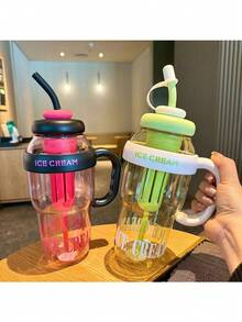1pc New Sports High-Value Large Capacity Handle Cup Summer Ice Cup Plastic Straw Cup Leak-Proof New Year Gift - Multicolor - View 9