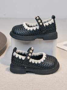 2026 Korean Style Children Princess Shoes, Spring New Leather Easy-Clean Soft Sole Toddler Walking Shoes - Black - View 7