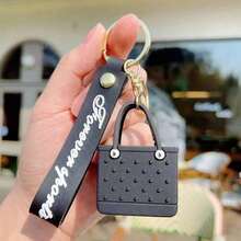 Cute Beach Hole Keychain Portable Simple Mini Car Key Chain Soft Silicone Fashion Seaside Big Basket Hanging Ornaments Bag PZPW - màu đen - Xem 9