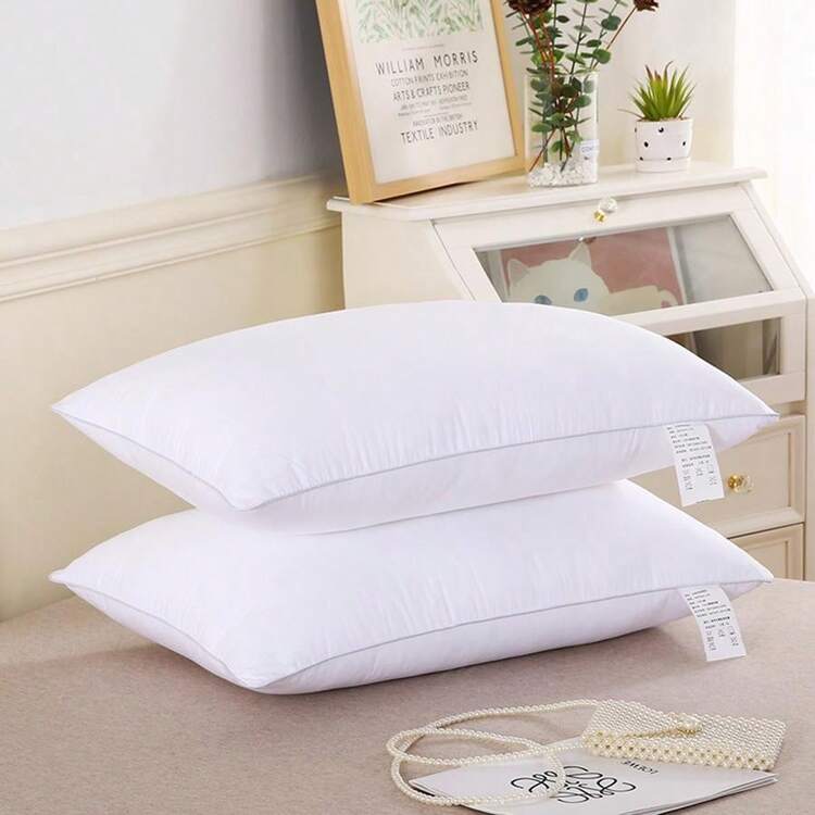 42*66cm Paquette De Dos Almohadas para cama king size dormir largas hotel bonitas blancas con relleno larga 2 Pack Estándar Microfibre Firms, almohada decorativas grandes microfibra decoracion hogar almoadas almuadas almohadillas Incluye 2 Fundas con Cier - Blanco - Añade 1
