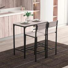 3 Pcs Table Stool Set Industrial Design W/ Metal Frame Oak Tone MDF Panels Minimal Compact Beautiful - 835-135 - View 9