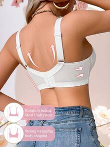 Women's White Floral Embroidery Underwire Push-Up Bra - Side Coverage Design, Comfortable - White - View 5