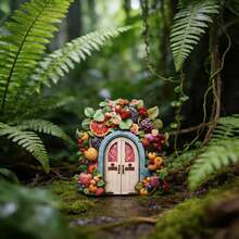 1,0 cm de grosor Mini puerta de hadas Decoración de paisaje micro, Suministros de plantación de musgo en maceta, Adorno de modelo de puerta de hadas, Adecuado para decoración de patio y jardín, Decoración de exteriores y jardín, Adorno de jardinería (Artesanía de madera de doble capa) - JLM022 - Ver 11