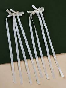 2个女孩多巴胺色丝滑丝带蝴蝶结发夹，可爱返校双长尾蝴蝶结发卡，适合节日派对和日常佩戴。 - 彩色 - 查看 11