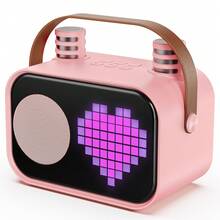 JYX D58 Máquina de Karaoke para Niños y Adultos, Mini Altavoz Portátil de Karaoke Bluetooth con 2 Micrófonos Inalámbricos - Rosa - Ver 2