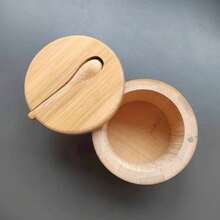 1 hũ đựng gia vị xoay bằng tre, vân gỗ màu nâu sẫm, có nam châm, kèm thìa, phụ kiện nhà bếp/phòng ăn thiết yếu. - Nhiều màu - Xem 14