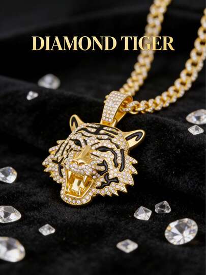 1pc Assorted Styles Hip Hop Street Cubic Zirconia Alloy Pendant Necklace, Accessories For Men & Women, Party/Casual Wear