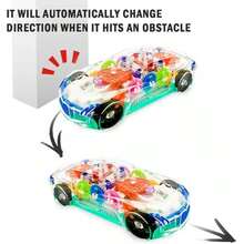 ArtCreativity Light Up Transparent Sensory Car Toy For Kids, 1PC, Bump And Go Toy Car With Colorful Moving Gears, Music, And LED Effects, Easter Toys For Toddlers, Great Birthday Gift Idea - 彩色 - 查看 3