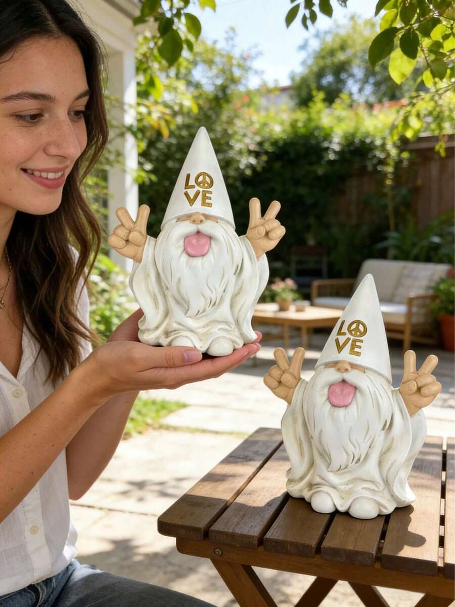 闪亮摇滚小矮人“乔治”和平与爱——为您的魔法花园带来温馨 - 均碼 - 查看 1