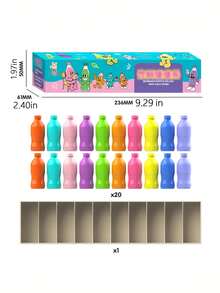 瓶子配对和颜色猜谜游戏:一款包含20个彩色瓶子和收纳盒的颜色策略棋盘游戏。非常适合家庭游戏之夜、生日派对或万圣节派对。这款益智游戏适合青少年和成人,有助于提高记忆力和解决问题的能力。游戏包含20个带彩色瓶盖的瓶子,非常适合团队游戏和策略思考。(瓶子颜色随机。) - 彩色 - 查看 14