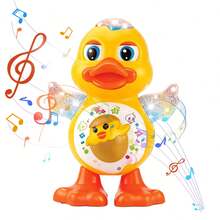 Interactive Dance Duck Toy Music, Dynamic Lights & Blinking Effects, Educational Cartoon Animal Toy, Suitable For 2+ Years Old, Durable Plastic, Perfect Gift For Halloween & Christmas, Interactive Playtime, Educational Toy,Duck Toy,Baby Boy Toys - 黃色 - 查看 10