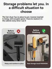 壁挂式吹风机支架，无需钻孔，酒店浴室吹风机收纳架 - 均碼 - 查看 8