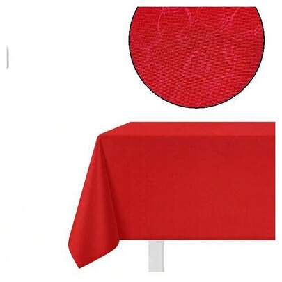OISE ART STORE Tovaglia Natalizia Tessuto Rosso Tinta Unita Natale Capodanno 12 Posti 140x240cm -