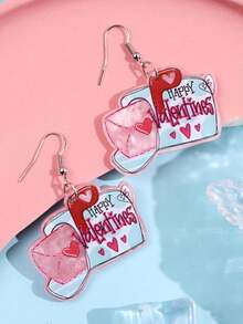 1 Đôi bông tai hình trái tim độc đáo bằng acrylic, trang sức cá tính, sáng tạo, thời trang dành cho nữ, phù hợp cho sử dụng hàng ngày, dự tiệc, ngày lễ. - Nhiều màu - Xem 1