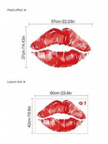 1PC- Wallpaper -[Sexy Lips]Decorations Home Self-Adhesive Wallpaper Removable Wall Stickers For Wall Decor Living Room, Living Room Decor, Window Stickers – Cute & Creative Wall Decor For Fridge Toilet Wall Art Room Decor Bedroom Decor - PVC Self-adhesive - View 11