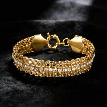 女士时尚水晶手链，适合作为情人节礼物 - 金色 - 查看 2