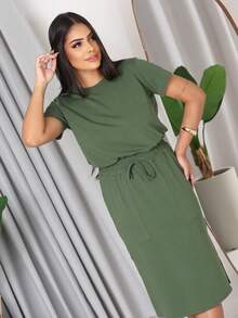 Casual Elegant Conservative / Modest Knot Beach - Army Green - View 5
