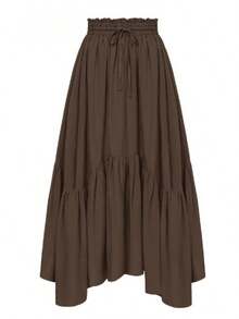 COS Renaissance Women's High-Waisted Long Dress, Stage Performance Costume, Role-Playing Outfit - 深棕色 - 查看 4