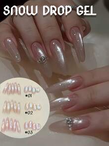 12毫升 冬春美甲 情人节 白色粉色玻璃珠 猫眼凝胶指甲油 金粉指甲凝胶 美甲沙龙 家用DIY 美白 流行 百搭美甲用品 - 彩色 - 查看 2