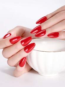 20片半固化凝胶美甲贴纸，红色UV凝胶美甲贴纸，沙龙品质，需配合UV灯使用，适合女性居家DIY美甲。美甲用品 - 紅色 - 查看 2